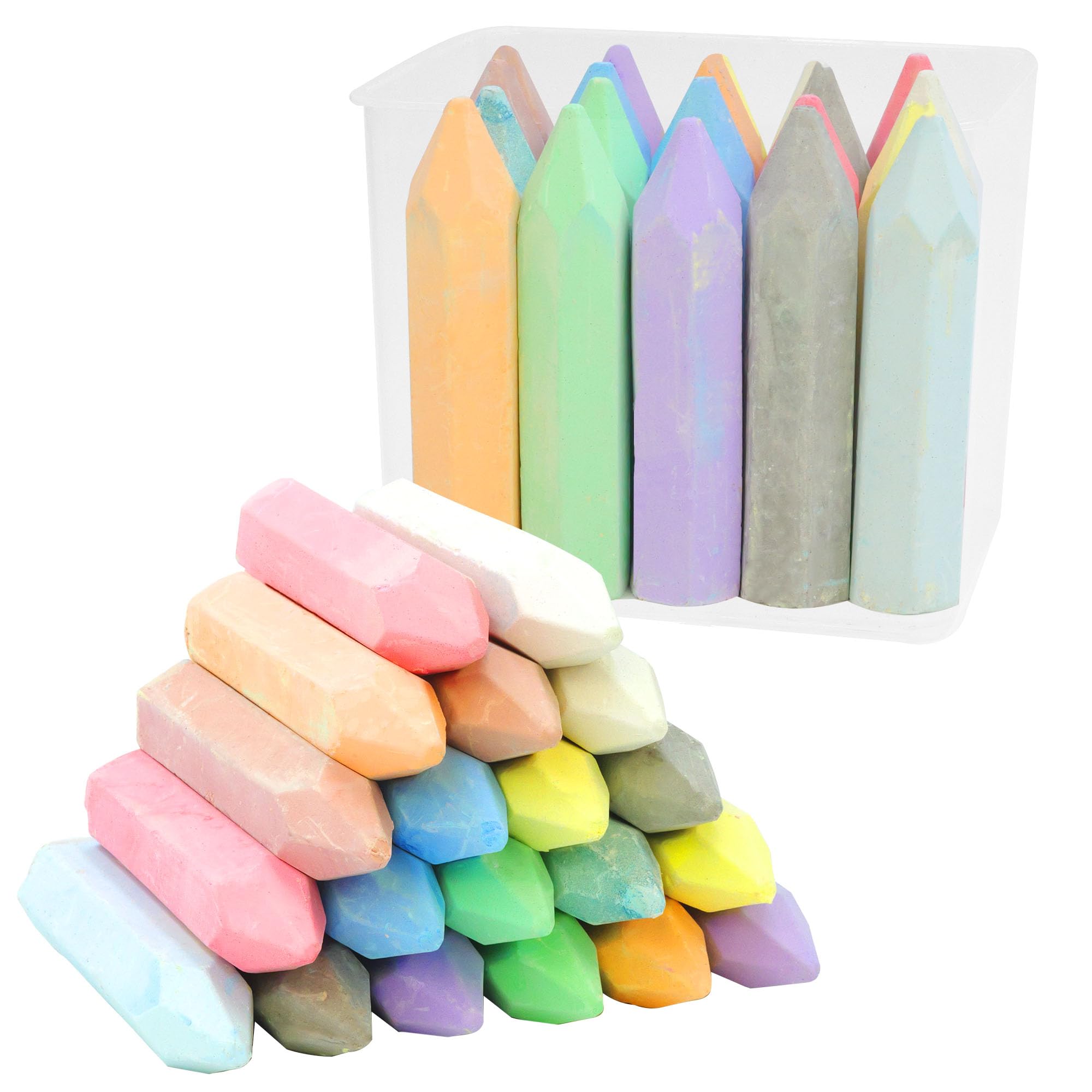20pcs Chunky Jumbo Chalk Sticks 10.5cm 4” Bright Washable Sidewalk, Pavement, Driveways, Blackboard, Chalkboard Colourful Chalk Great for Outdoor Wall Murals, Games