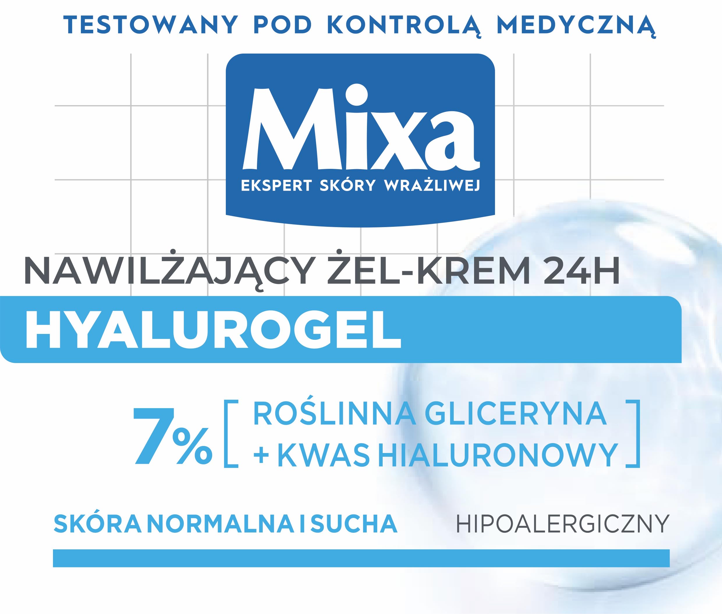 Mixa Hyalurogel Krem Nawilżający, 50 ml