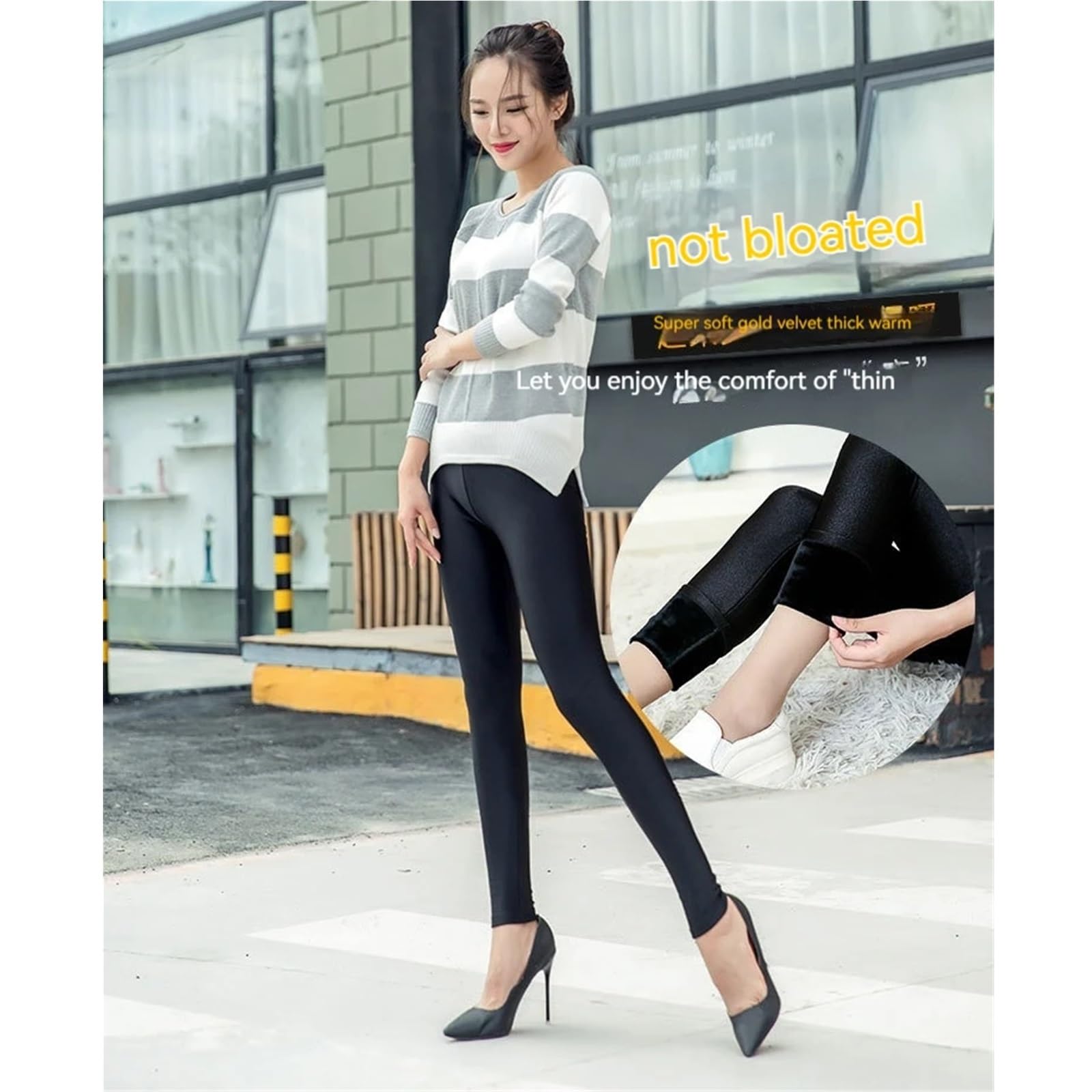 Collant Polaire épais Chaud for Femme Collant translucide Bas Thermique élastique Sexy Femme Collant Taille Haute Leggings(Black,2XL)