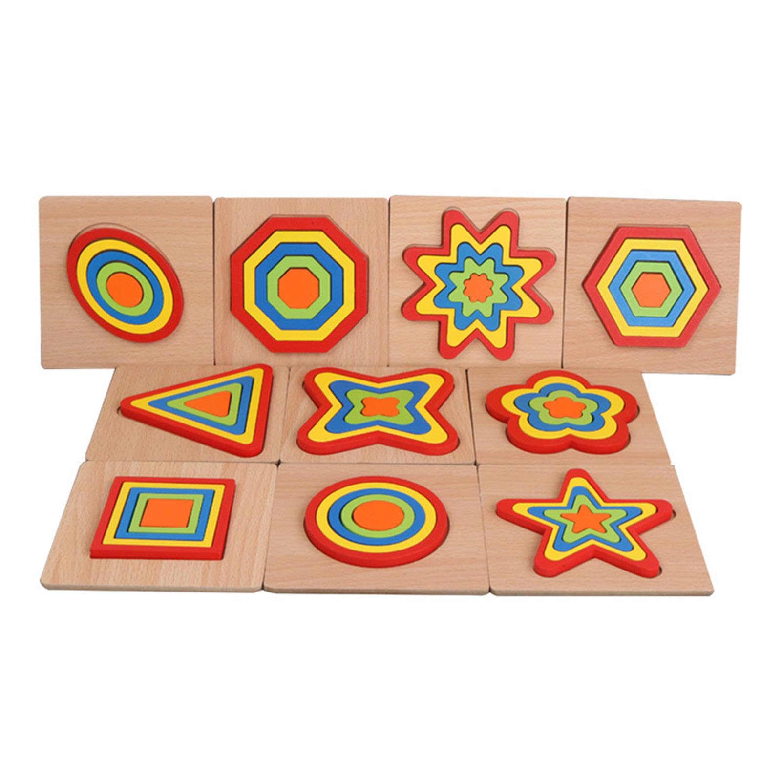 Tablice do rozpoznawania kształtów geometrycznych Montessori, drewniane sensoryczne puzzle dla małych dzieci,A set