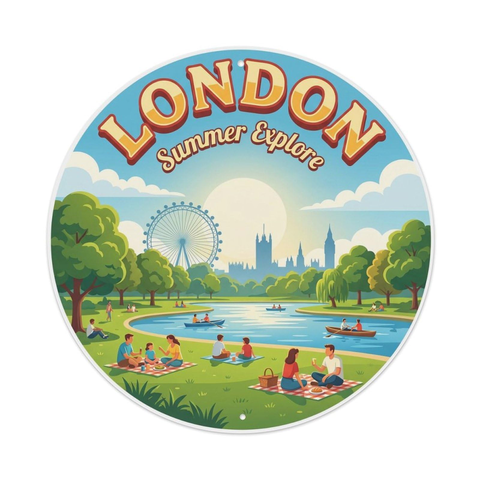 Fqcyn Style Vintage Travel London Summer Explore Metal Tin Sign