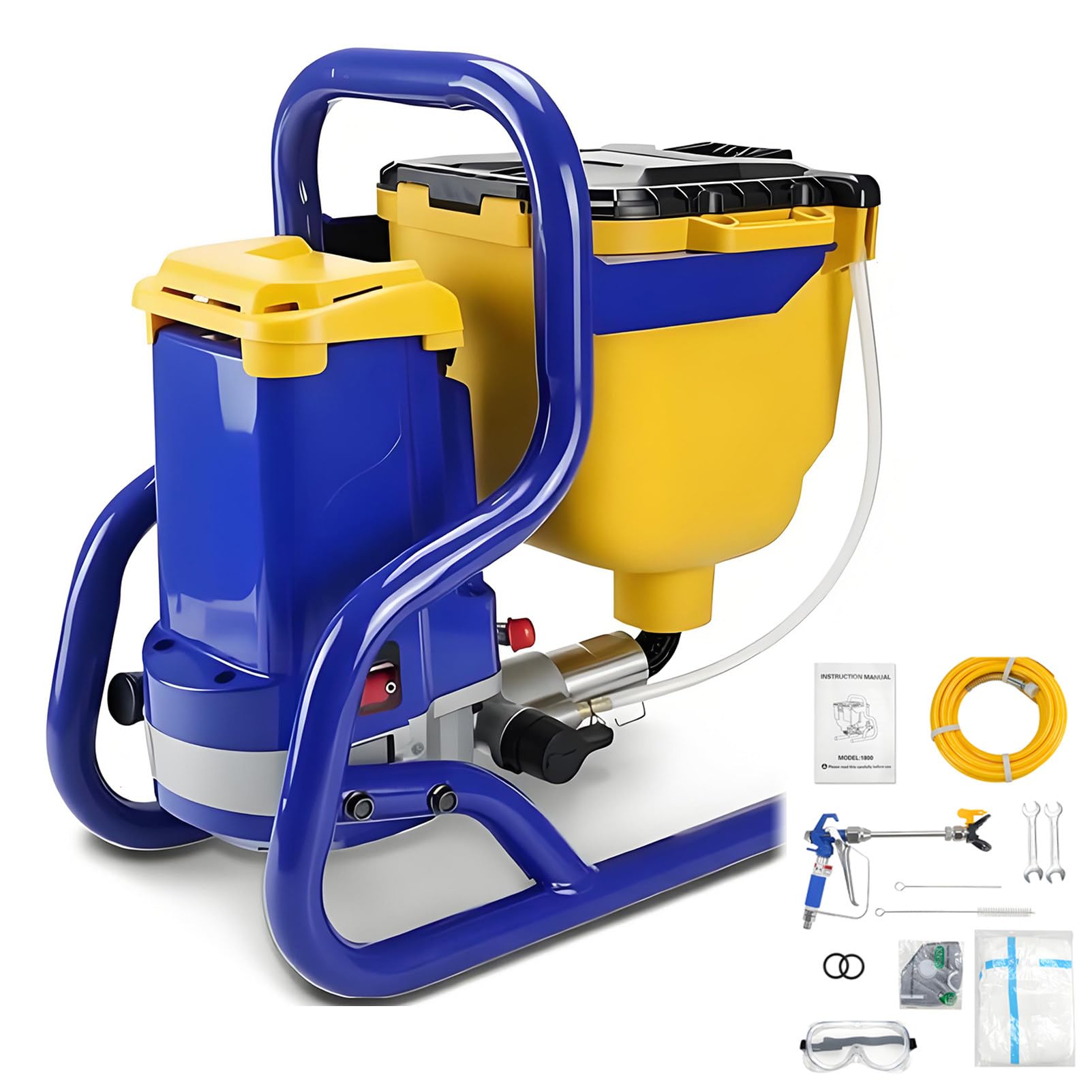 850 W Airless agregat malarski do sufitu ściennego, do drewna, metalu, przemysłowy pistolet do renowacji wnętrz/zewnętrznej, regulowane ciśnienie, wąż 8 m, przepływ 2,1 l/min