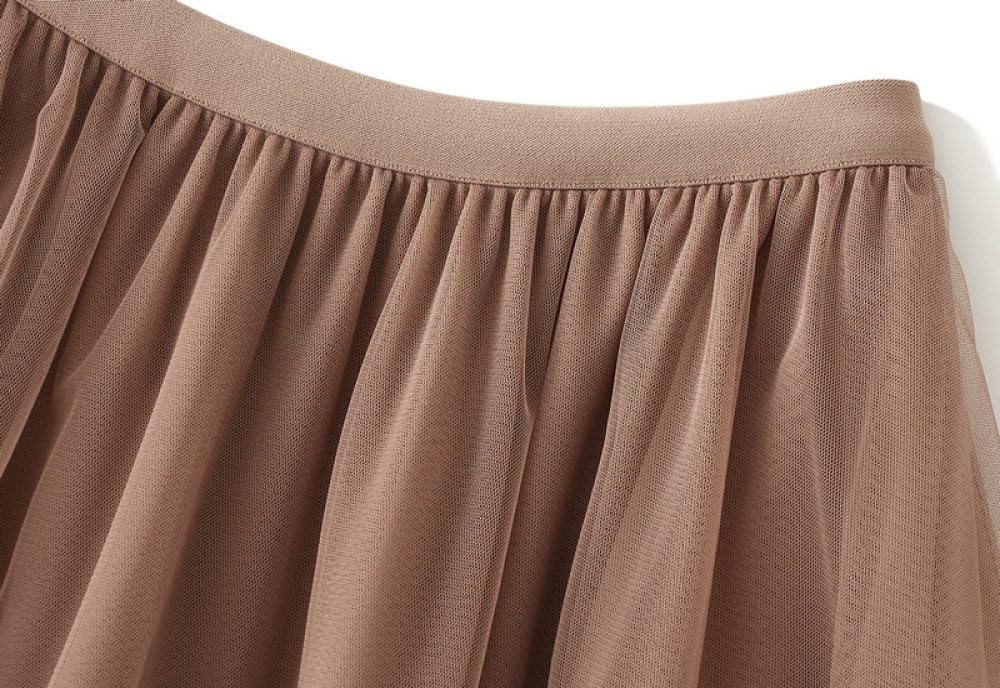 Damen-Maxirock Aus Tüll, Khaki, Mehrlagig, Rüschen-Mesh-Röcke, Eleganter Palast, Faltenrock, Midi, A-Linie, Großer Swing-Gaze-Rock, Party-Langrock Für Damen Und Mädchen
