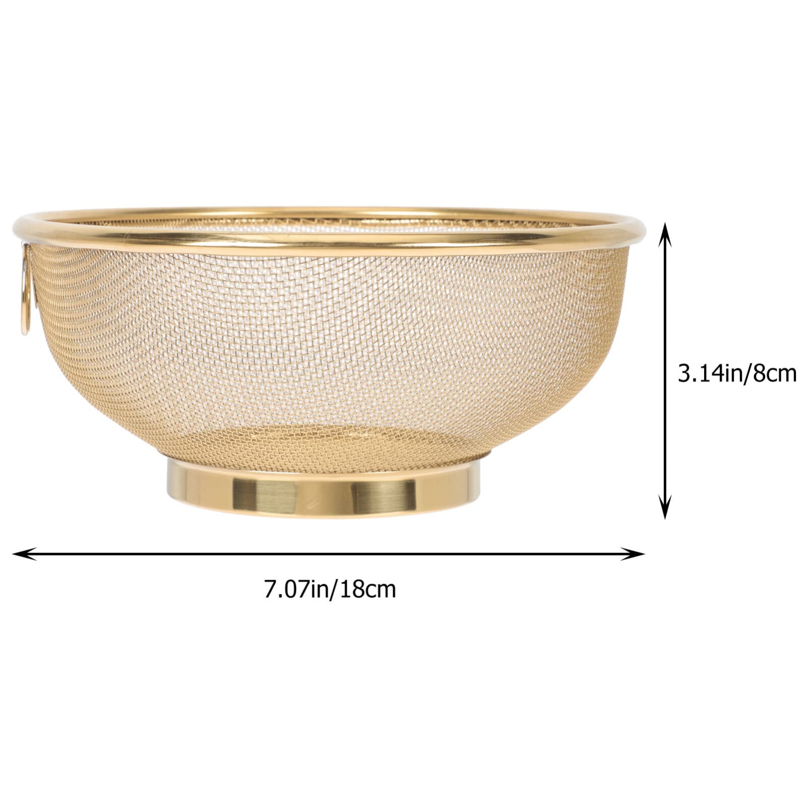 Colino a Rete in Acciaio Inossidabile Color Oro da 20 cm con Ganci per Appendere Riso, Pasta, Verdure e Frutta
