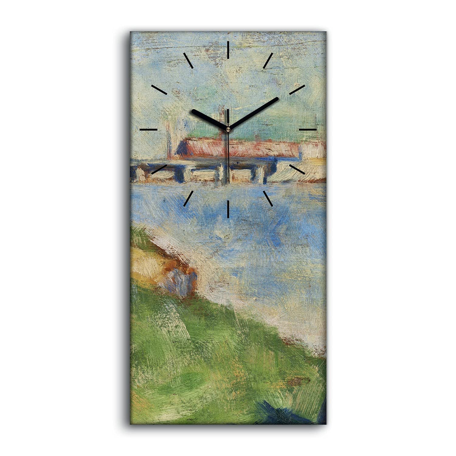 Horloge sur toile 30x60cm de salon avec une image de Terrain de Bain à Asnières