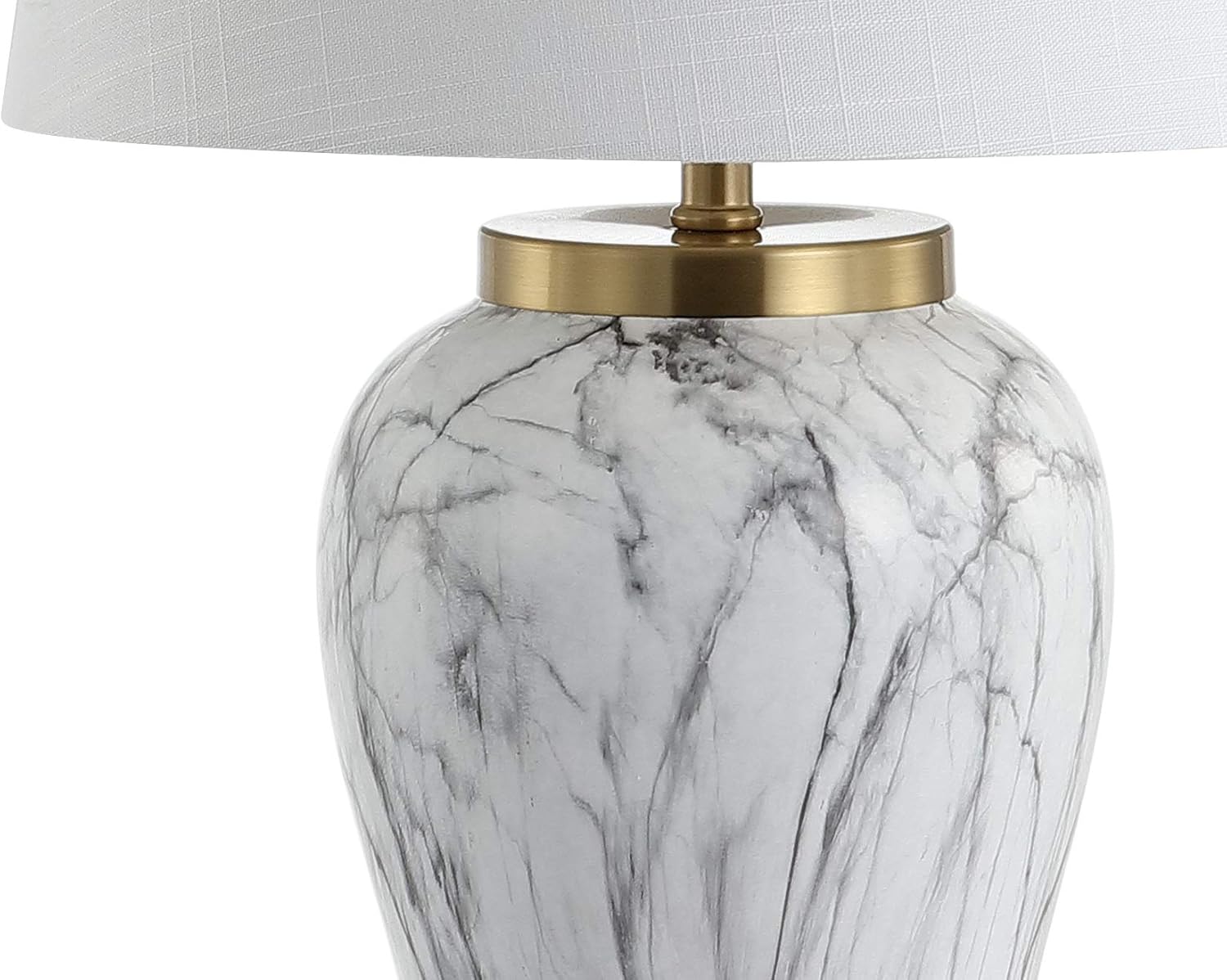 Eyely EYL3053A Riley 28" Ceramic Marble LED Table Lamp for Reading Room, Living Room, Office, Bedroom, Contemporary, Transitional, White/Gold