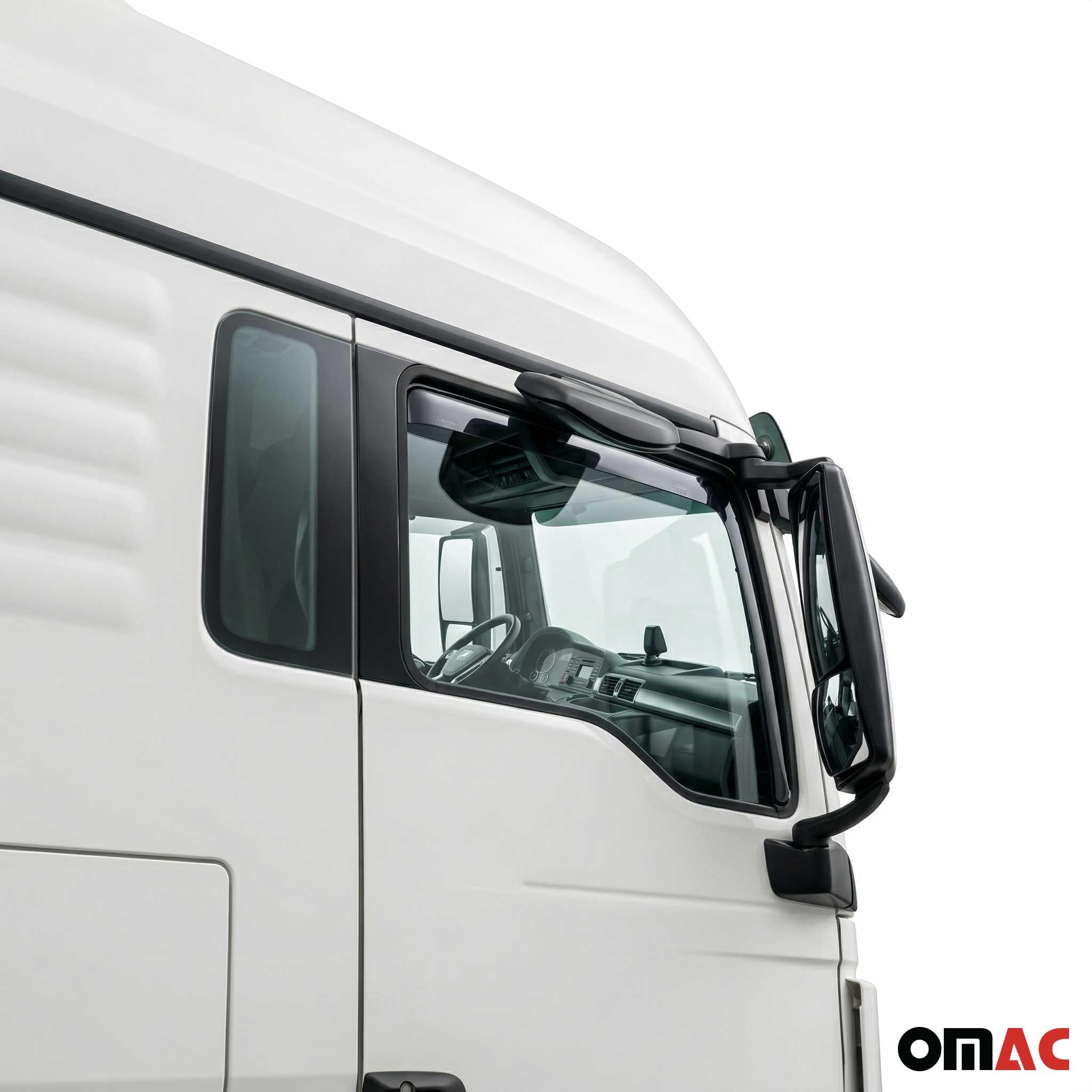 Déflecteurs de vent et de pluie compatibles avec Man TGX 2007-2024 - En acrylique foncé - 2 pièces