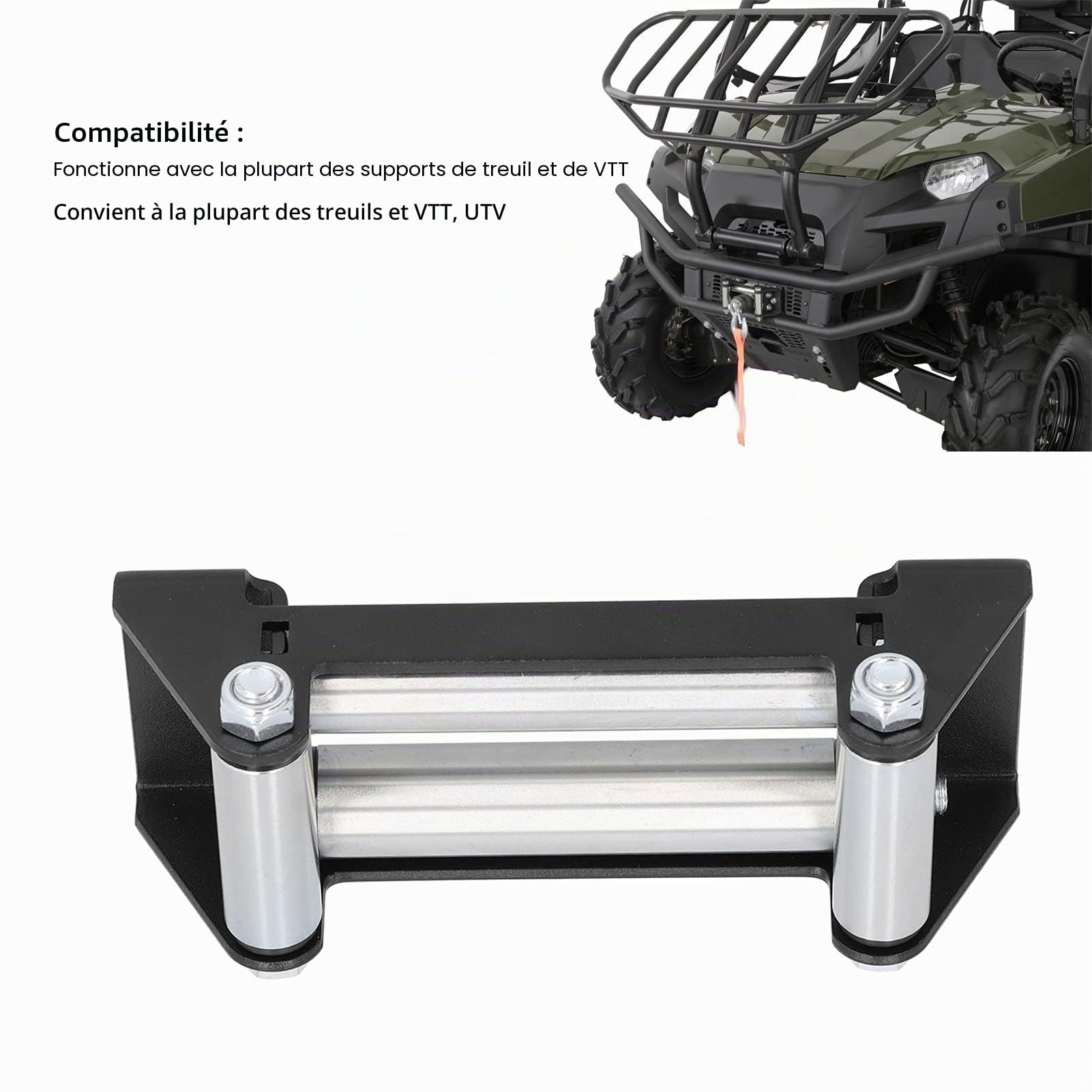 EVGATSAUTO Guide-câble de Rouleau de Treuil, Guide-câble de Rouleau de Treuil Côte à Côte 165mm/6,5 Pouces Remplacement Universel d'entretien en Métal pour Les Supports de VTT UTV