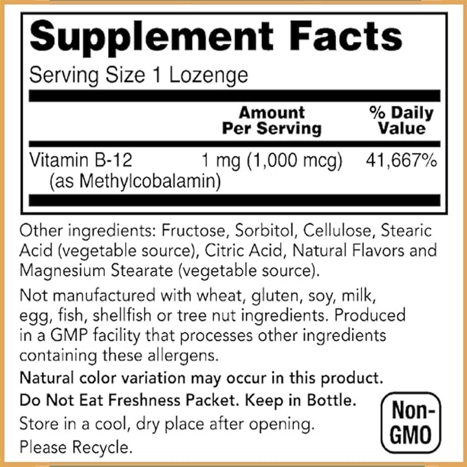 Brain B12 Lozenges Suplemento Vitamina B12 miniatura 4