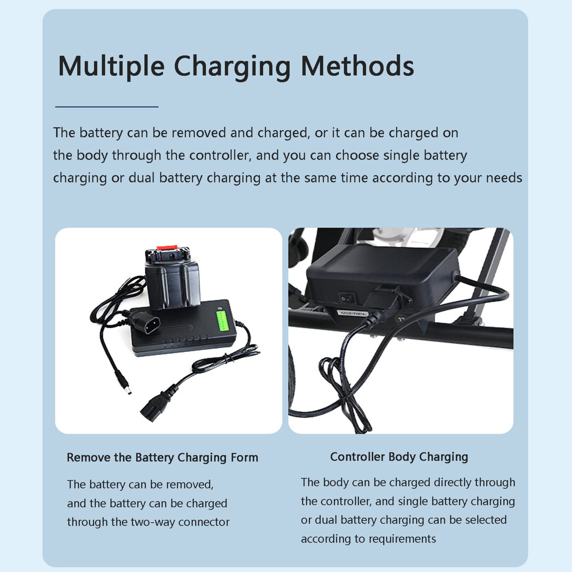 Fauteuil Roulant Électrique Pliant, Fauteuil Électrique Tout Terrain Léger à Double Moteur avec 2 Batteries Au Lithium Mobiles pour Personnes Âgées Handicapées