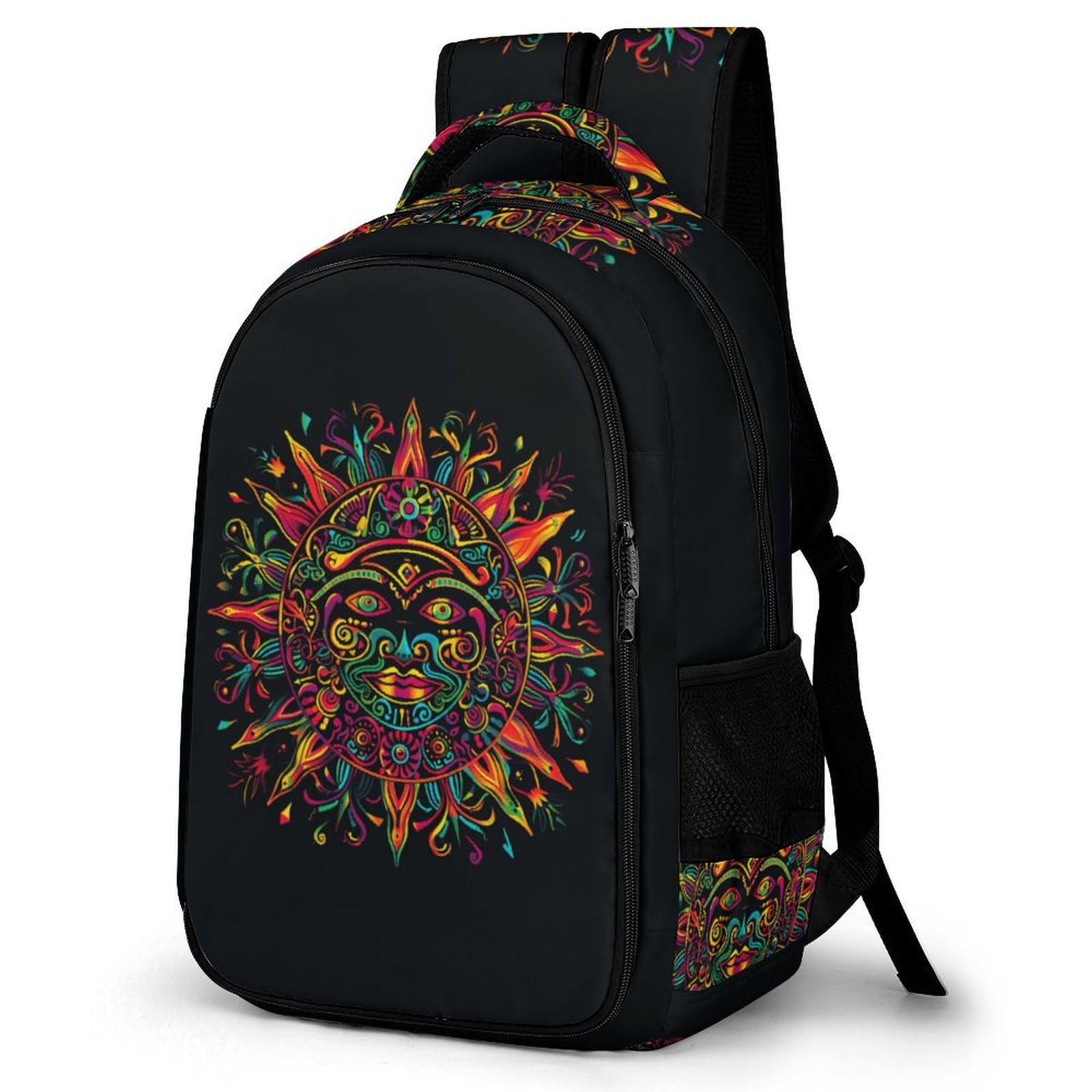 Tpisli Style-10 Bohemian Sun Backpack Abstract Sun Children’s Schoolbag Toddlers Kindergarten Book Bag Zippered Preschool Shoulders Bag Adjustable Straps Travel Daypack Bag