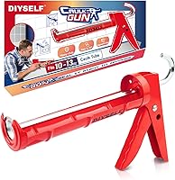 DIYSELF No Drip Caulk Gun: Heavy Duty 10:1 Thrust Ratio for 10oz Silicone, Sealant, Acrylic & Latex Cartridges (Red)