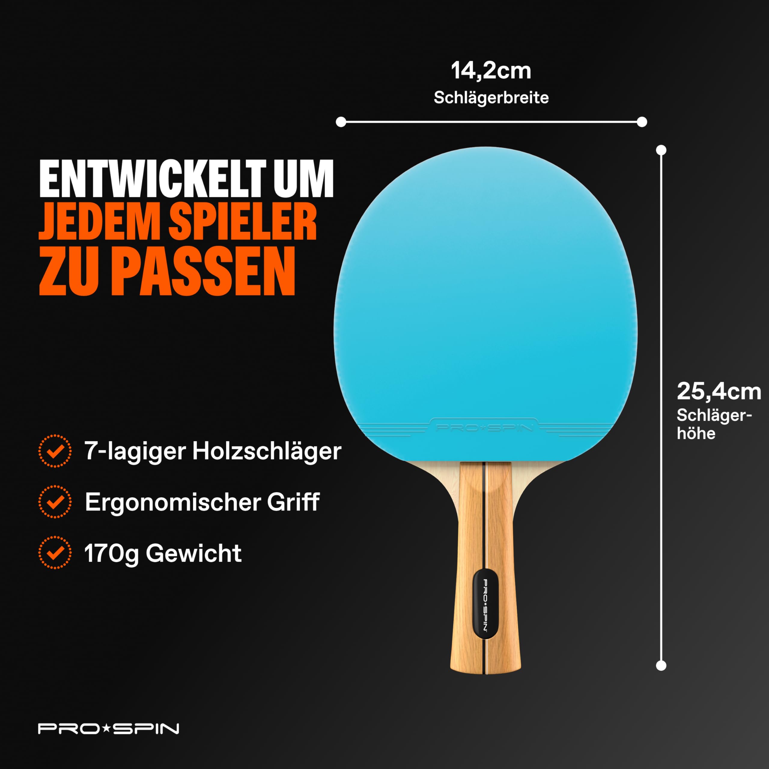 PRO-SPIN Tischtennisschläger – Hochleistungs-Tischtennis Set | Premium Tischtennisschlaeger, 3-Sterne-Tischtennisbälle, Kompakte Aufbewahrungstasche