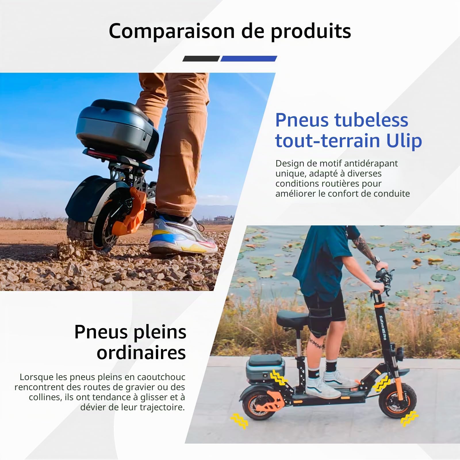 Pneu hors route tubeless 90/50-6,5 pour pneu arrière du scooter électrique Kukirin M5 Pro