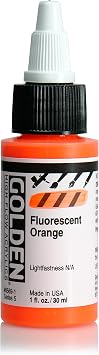 GOLDEN High Flow Acrylics, Fluorescent Orange, 1 fl. oz. Bottle