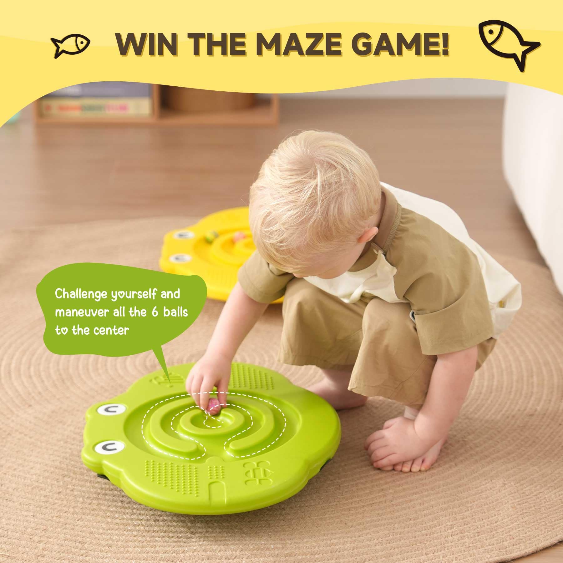 Balance Board für Kinder, Zitronengelb