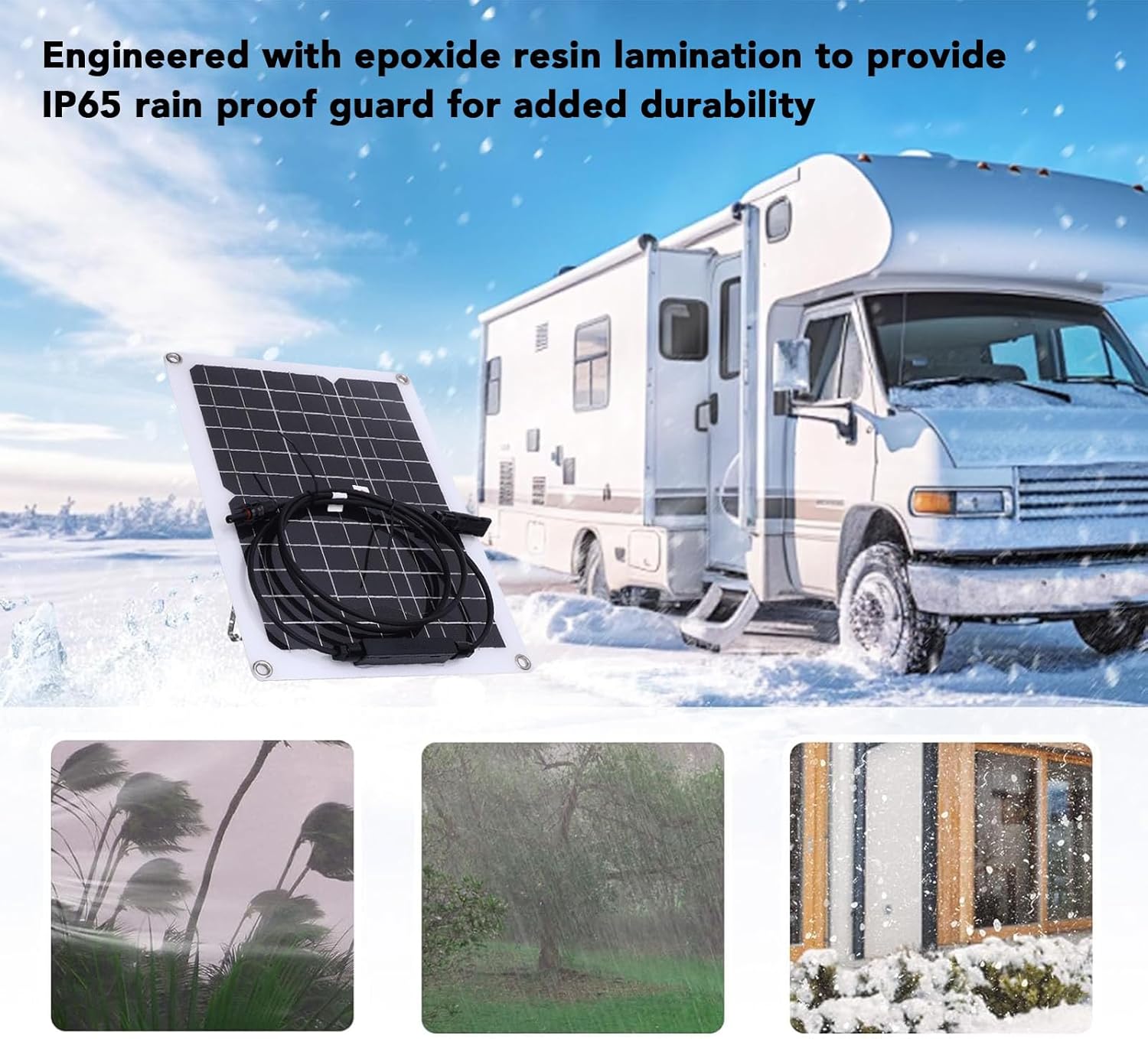 FTVOGUE 15W Solar Panel Charger Kit 18V Rain Proof Portable Solar Battery Charger with Controller for Camping Greenhouse Car Boat Outdoor Power Supply