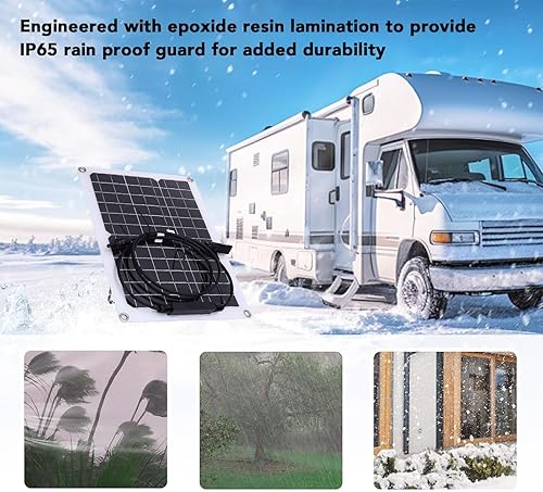 Miniatura 5 de FTVOGUE Kit de cargador de panel solar de 15 W, cargador de batería solar portátil a prueba de lluvia de 18 V con controlador para camping,