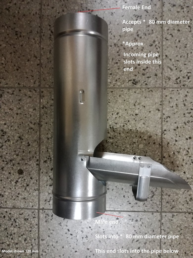 NO BRAND Desviador de Agua de Lluvia – 80 mm – Metal – Acero galvanizado para Tubería de Bajada – Guttering