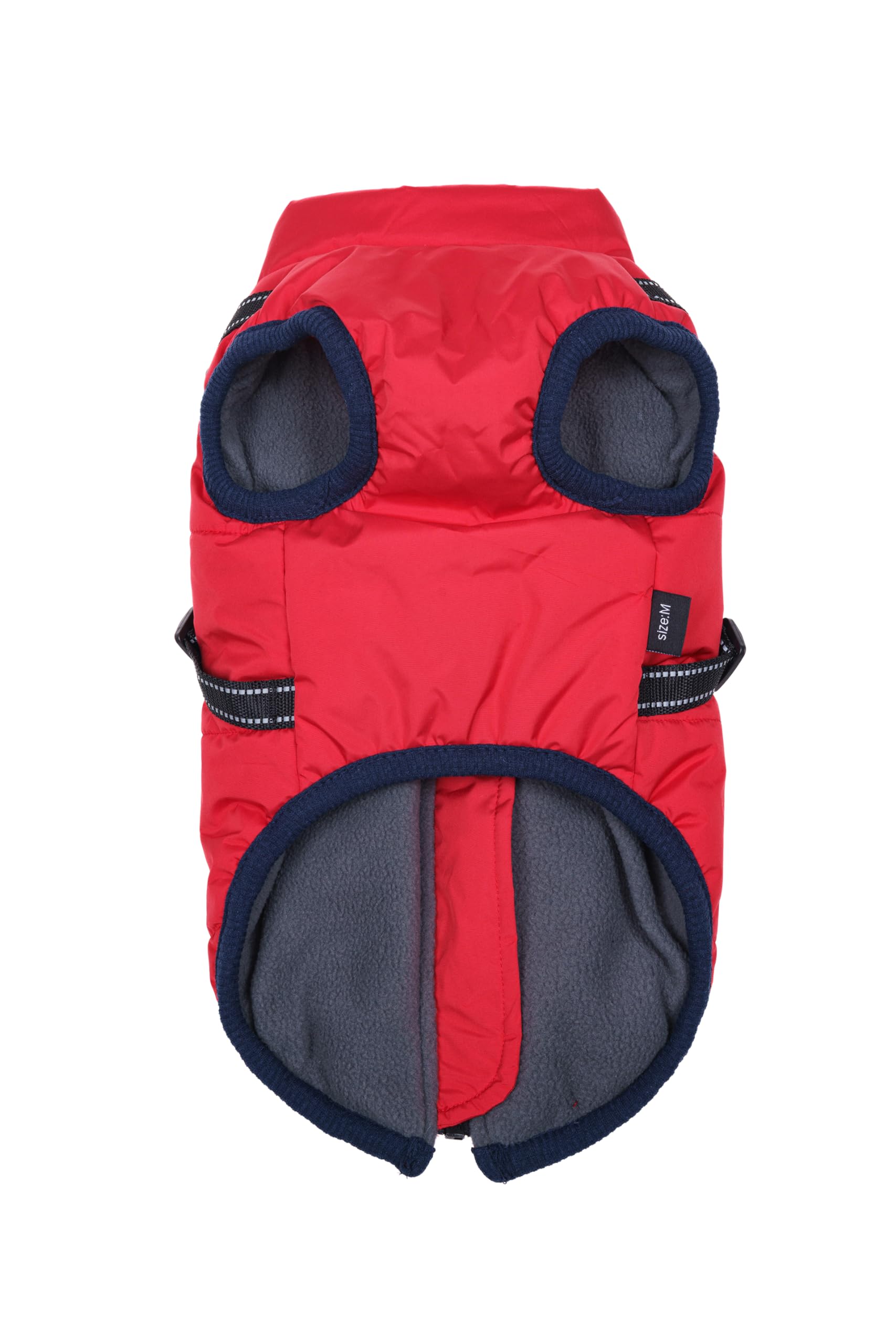 Savlot Hundejacke Winterweste Jacken Hundemantel Hundepullover Haustier Skifahren Kostüm Ärmellose Baumwolle Gepolsterte Weste Mit Brustgurt Gurt - Rot, 3XL