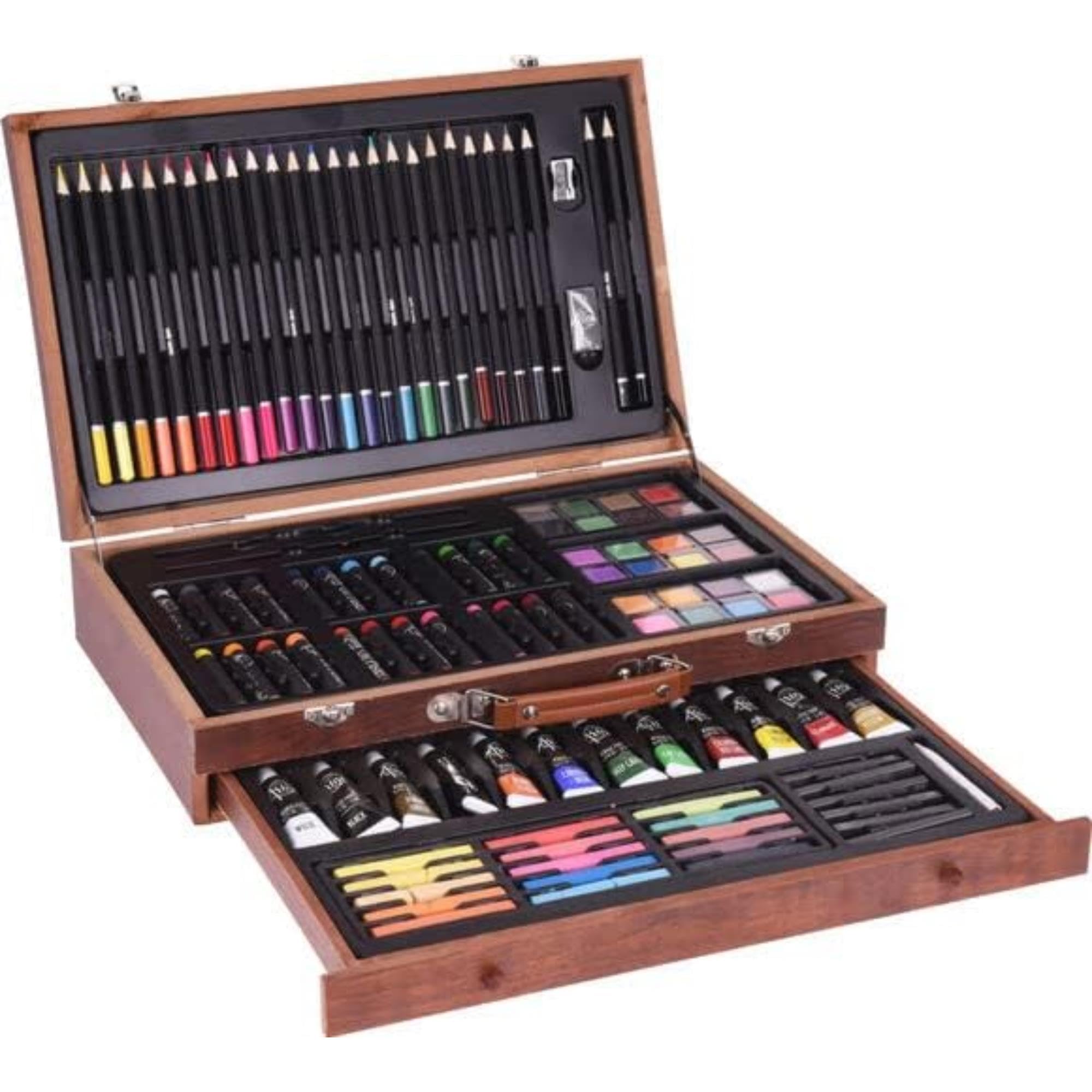 Well Home Set de Arte de Pintura en Caja de Madera con 112 Piezas 37,5x8x23,5cm