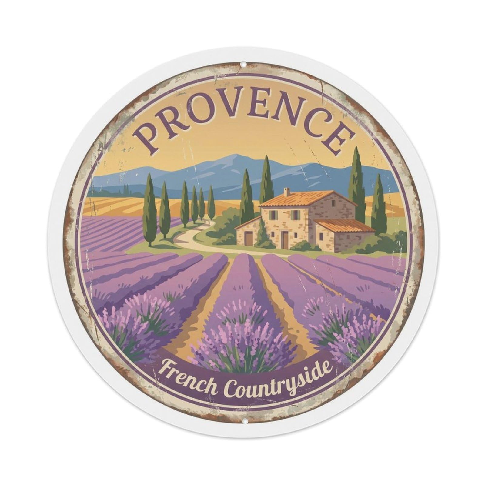 Vintage Travel Lavender Provence Countryside Metal Tin Sign