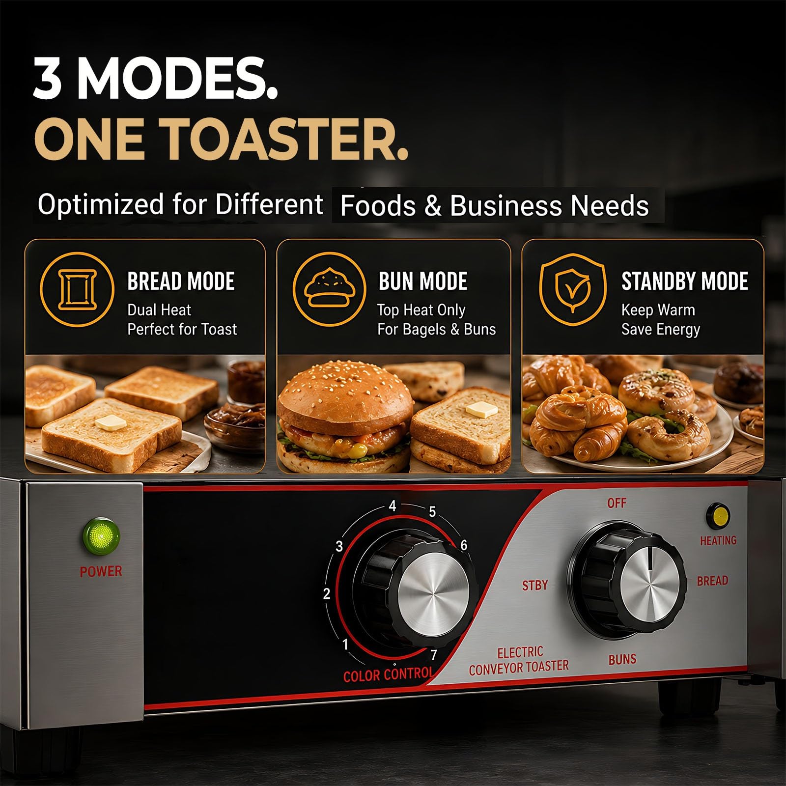 Tostapane a Nastro Professionale in Acciaio Inox, 10-30 Fette/Min, Tostapane Commerciale per Hotel e Buffet, 7 Livelli di Doratura, 230V(10 Slices/Min (1300W))