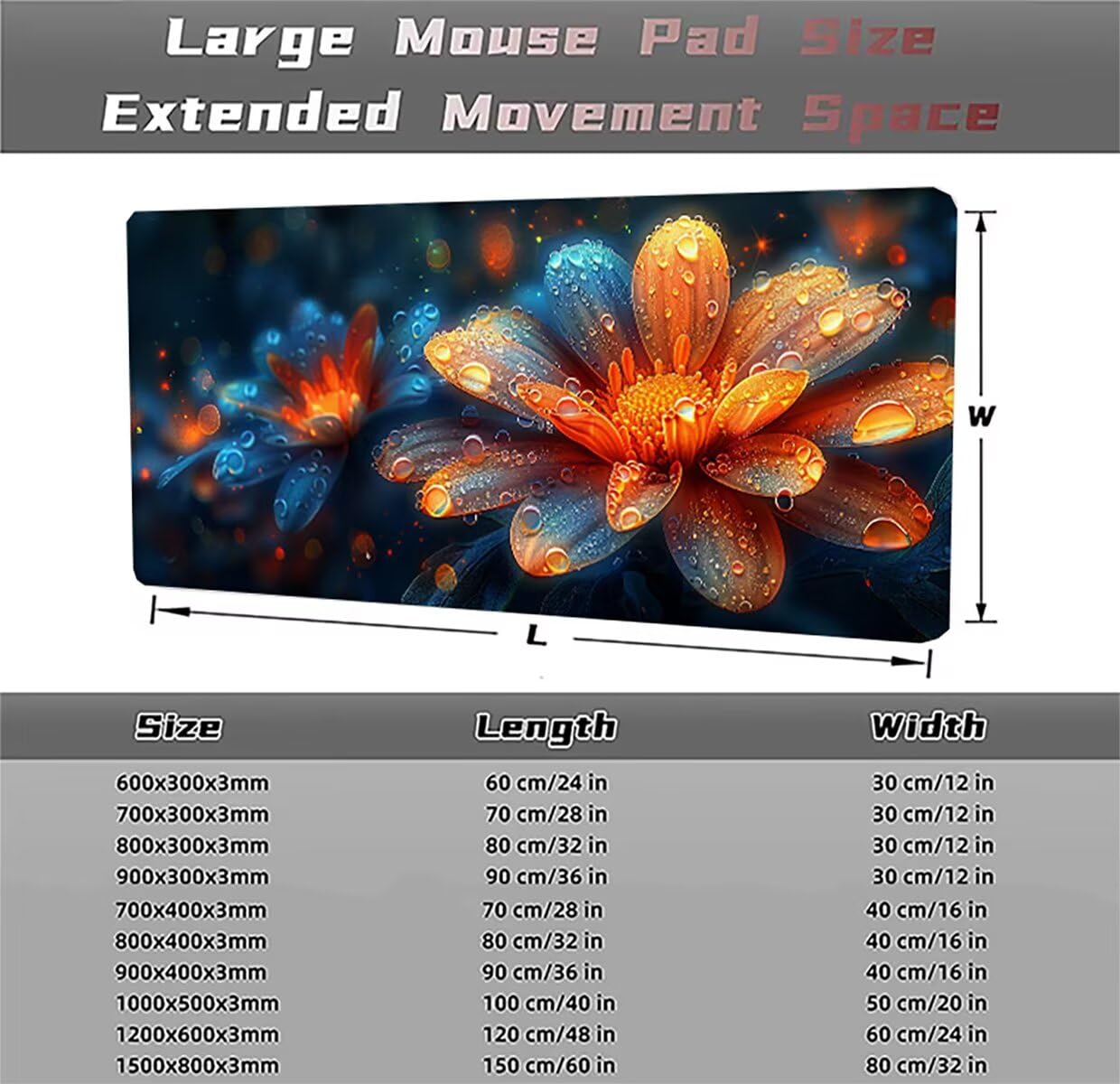 Tappetino per Mouse Gaming XXL 1200x600x3mm– Ufficio Mousepad Grande – Migliora la Velocità e la Precisione Tenuta Stabile Sottomano per Ufficio e Casa Accessori Scrivania Paesaggio PjY14897 N-U