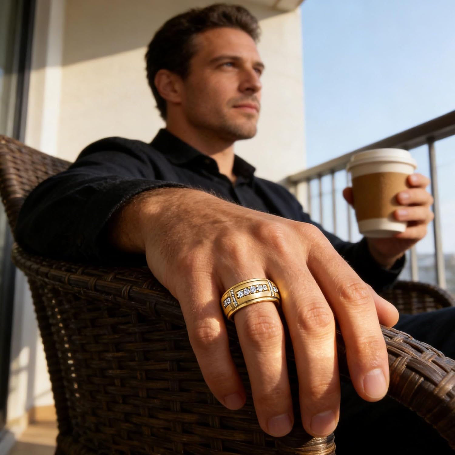 Moissanite Mens Wedding Band D Color VVS1 925 Sterling Silver Ring Promise Rings For Him Round Cut Engagement Eternity Size 5-17 - Image 7