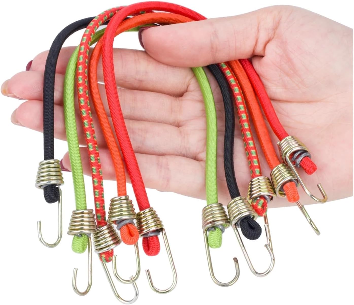 Bungee Cords 50pcs Elastic Bungee Cord Roof Rack Rope Luggage Straps with Hook for Outdoor Tent Luggage Rack Camping Cargo(Green 50pcs)
