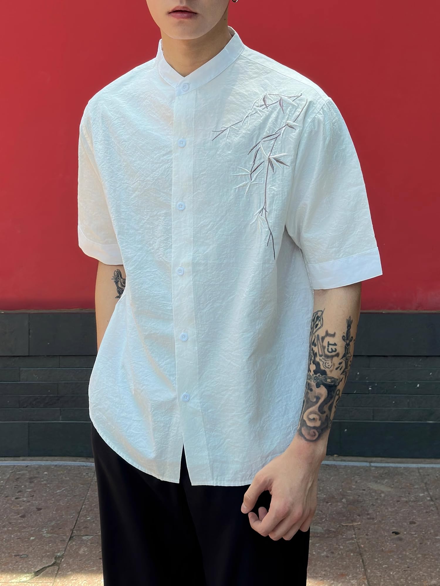GUOYUXIAO Männer-Chino-Kurzarmhemd.