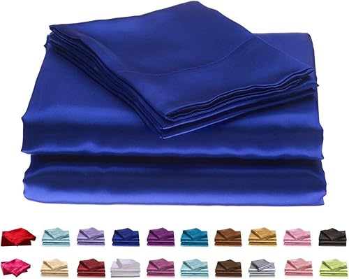 Opulence Bedding - Juego de sábanas de satén de lujo suave y sedoso de calidad de hotel, juego de sábanas de 7 piezas antiarrugas y transpirable,