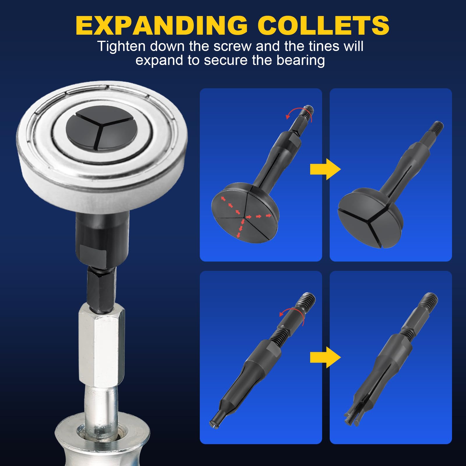 FreeTec 16-delige trekkerset, binnenlagers, 8 mm - 58 mm, trekker met binnenlagers, trekgereedschap voor lagers, klemmen, met schuifhamer, voor auto, vrachtwagen, motorfiets, rood