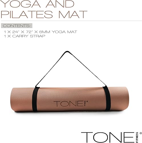 Miniatura 3 de TONE Fitness Esterilla de yoga antideslizante de 14 pulgadas de grosor para ejercicios y pilates para entrenamientos en casa con correa de