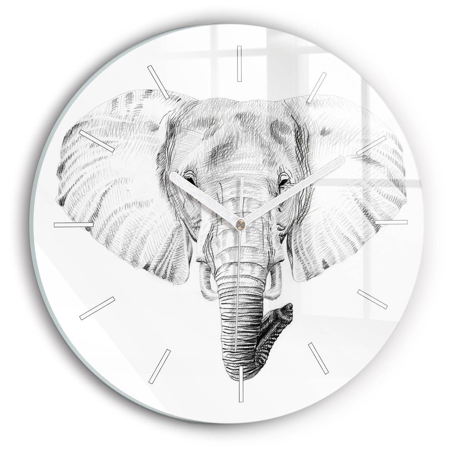 Horloge en verre Wallfluent Éléphant pour salon moderne et silencieux
