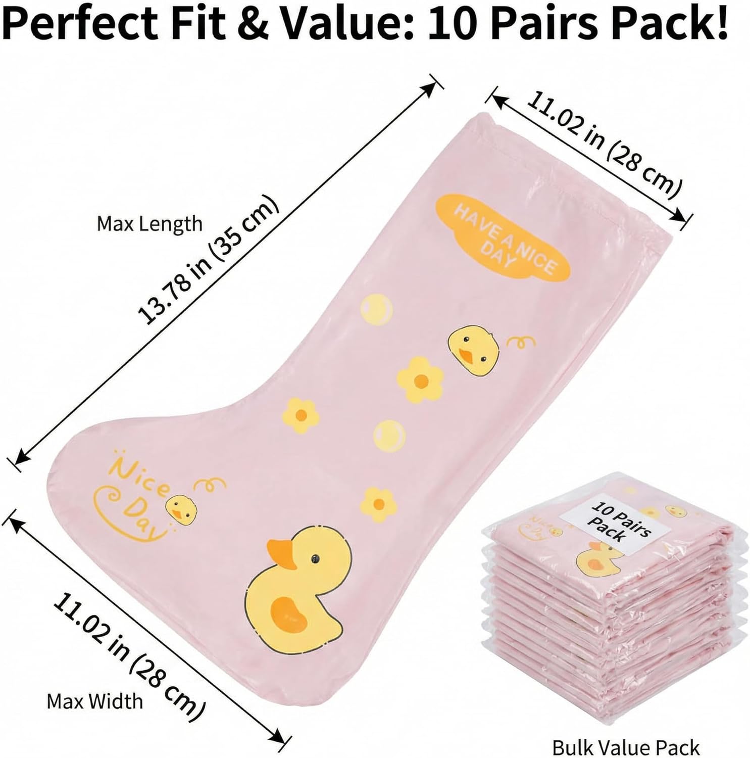 Kids Disposable Rain Shoe Covers, Waterproof Plastic Boot Covers with Cartoon Duck Print, Non-Slip Shoe Protectors for Children, 20 Pcs (10 Pairs) - Image 2