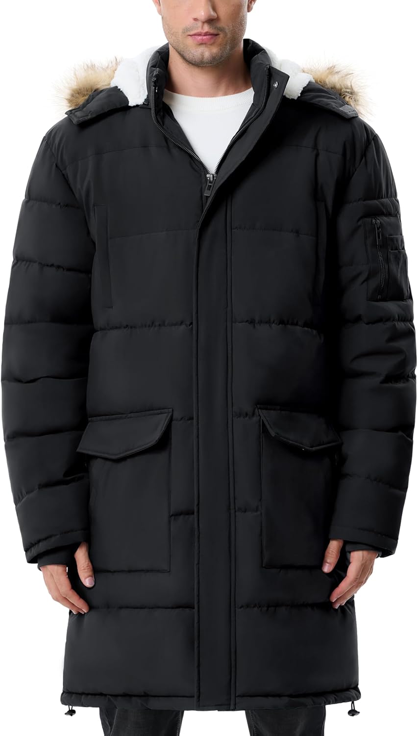 Winter Coats For Men Winter Jackets Water Resistant Warm Thicken Puffy Hooded Insulated Thicken Parka Coat