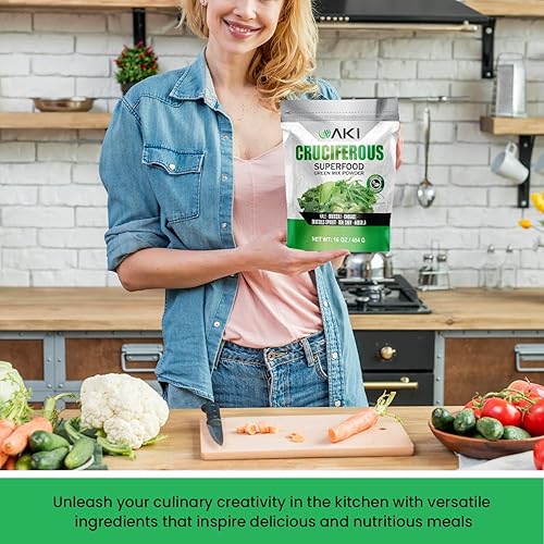 Miniatura 6 de AKI Cruciferous Superfood Green Mix Powder - Hecho de col rizada, brócoli, coles de Bruselas, repollo - Repleto de fitonutrientes y vitaminas