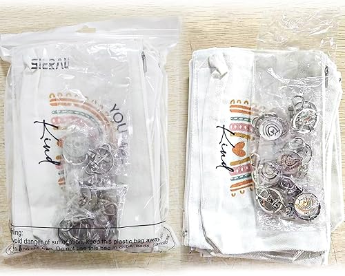 Miniatura 8 de Sieral 20 bolsas de cosméticos de arco iris, llaveros de arcoíris, citas inspiradoras, bolsas de cosméticos de lona, a granel You Are Amazing Loved