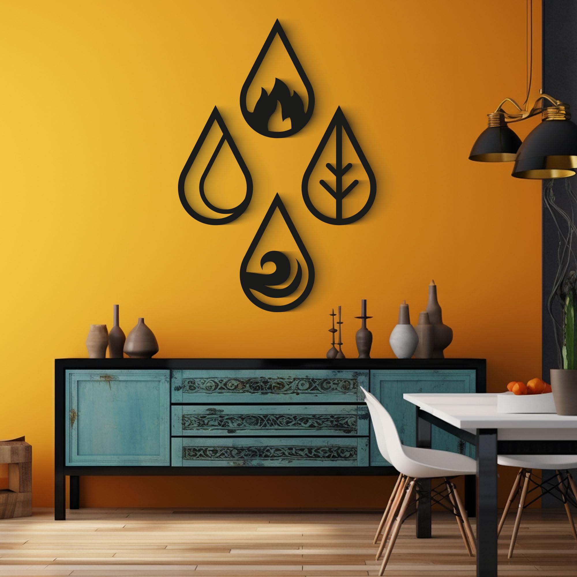 Four Elements Wall Decor, 4 elements wall art, Sacred Geometry, Interior Geometric Design Mandala Lovers gift