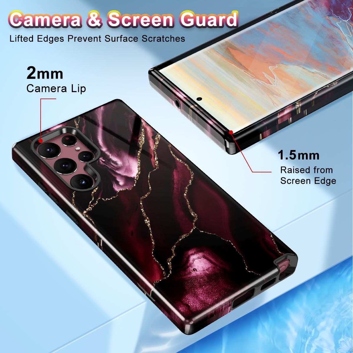 Btscase Funda para Samsung Galaxy S22 Ultra 5G, diseño de mármol 3 en 1, resistente, a prueba de golpes, cuerpo completo, policarbonato duro y silicona suave, protección contra caídas, para mujeres y