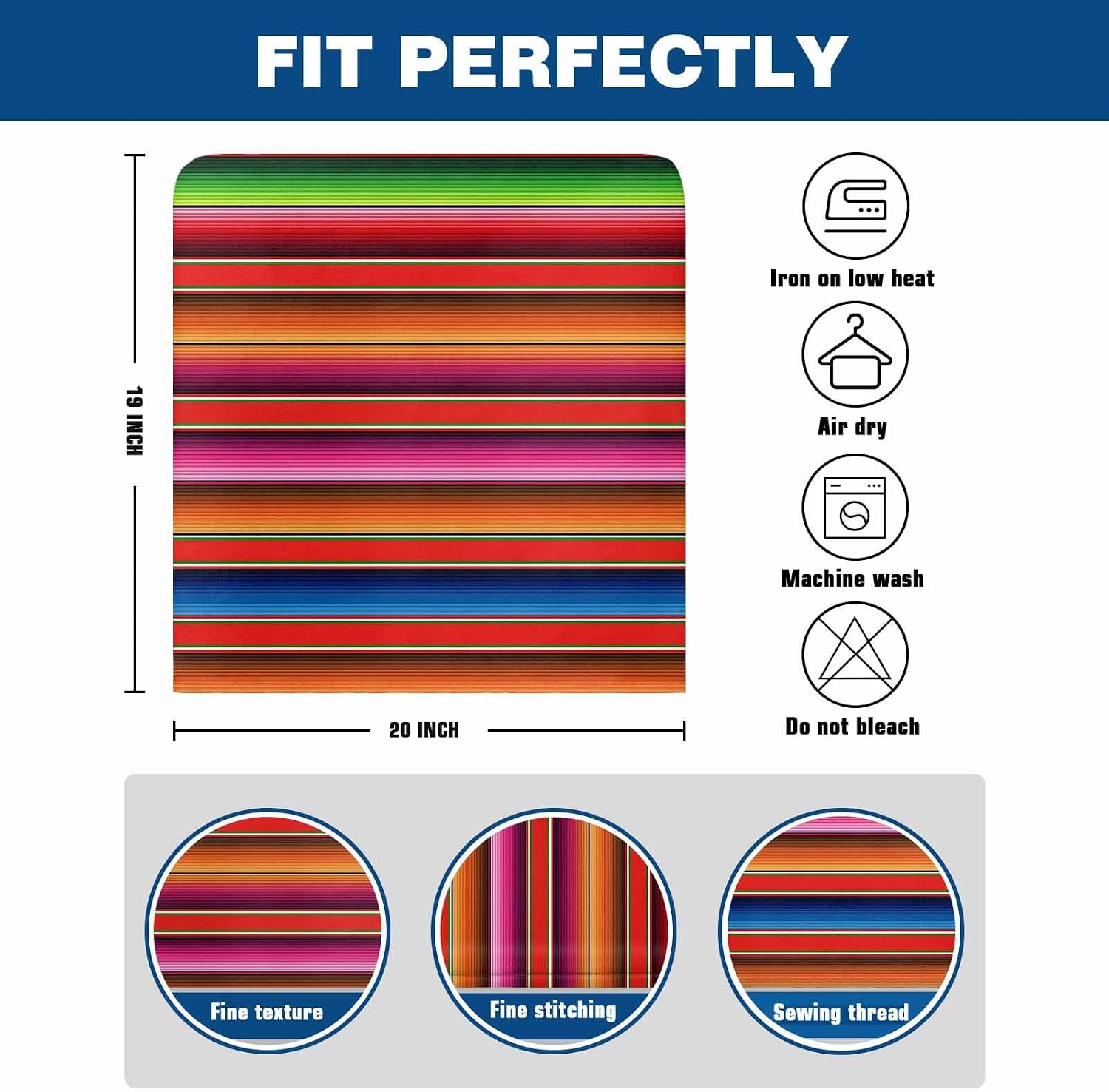 4Pack Dining Room Chair Back Covers Mexican Colorful Ombre Stripes Stretch Spandex Chair Cover Washable Slipcovers, Red Green Orange Blue Lines Removable Furniture Protectors for Home Kitchen Party