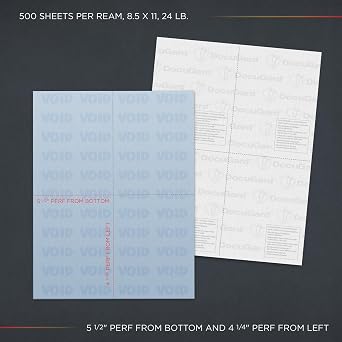 DocuGard Standard 4-Up Blue Medical Security Paper CMS Approved for Prescription Printing & Fraud Prevention - 6 Security Features - Laser & Inkjet Printer Compatible - 500 Sheets (04566)