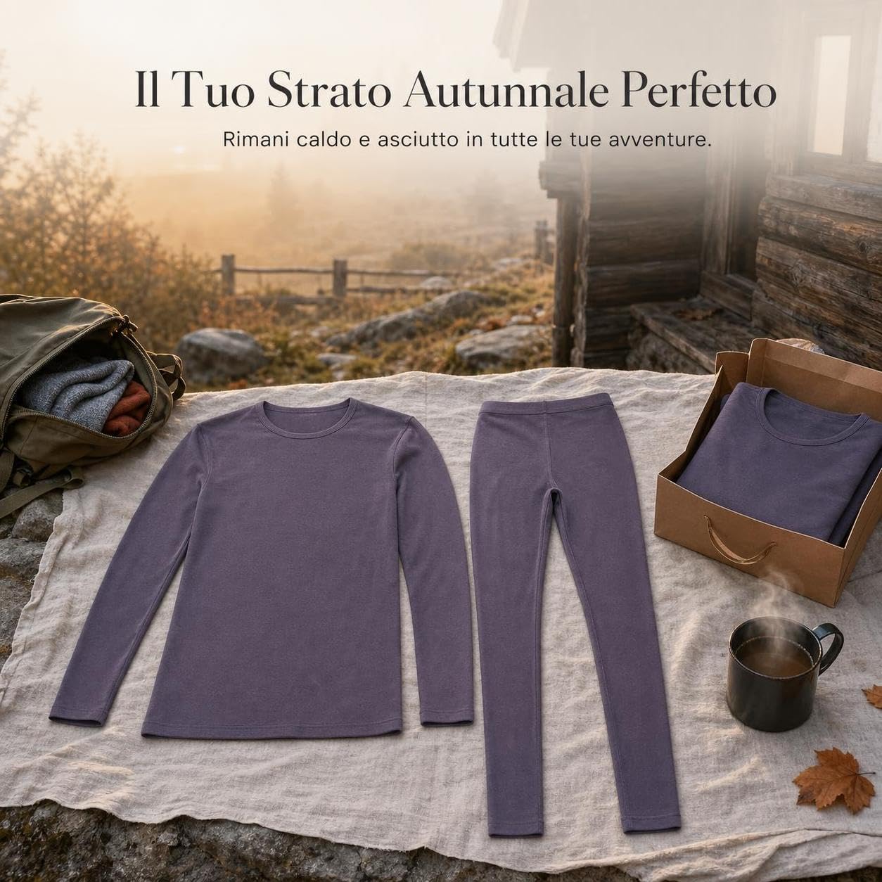 Set Termico Uomo Base Layer Seamless, modal, antibatterico 10A, antistatico, riscaldante, anti-pilling, seta, cotone, per Campeggio