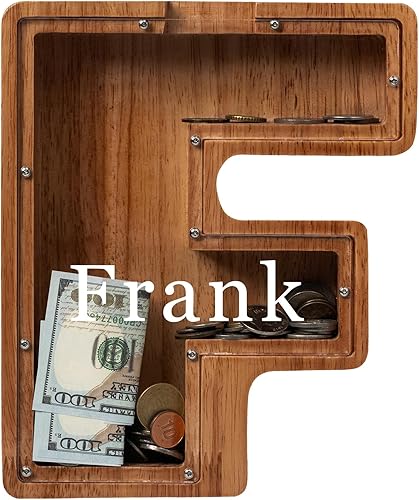 Vista 203 de Alcancía para niños y niñas, alcancía de madera con letra grande del alfabeto con inicial C, banco de monedas, regalos divertidos para cumpleaños