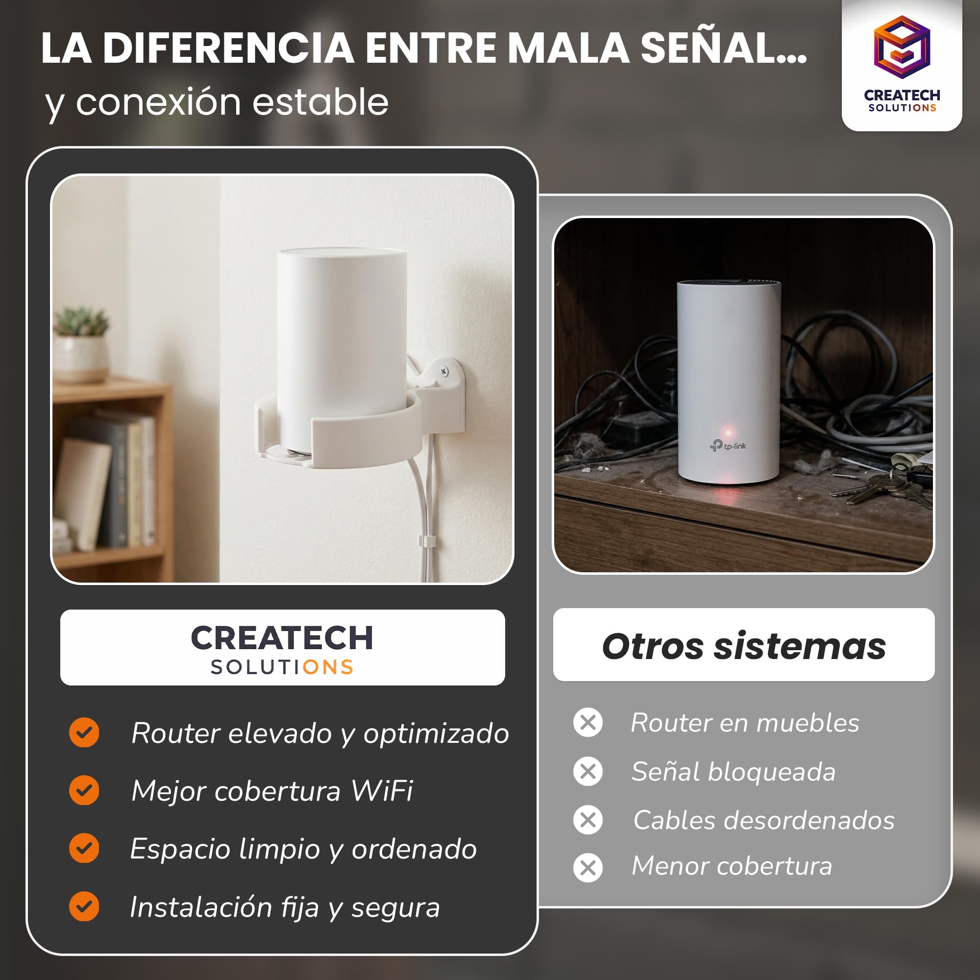 Soporte de Pared Compatible con TP-Link Deco AX1500/AX3000/X10/X20/X50/X60/X1500/X4300 Pro/X5000/X5400 Pro/W3600/W4500/W6000/ Estante de Pared para WiFi Dco 4 Grandes Uds