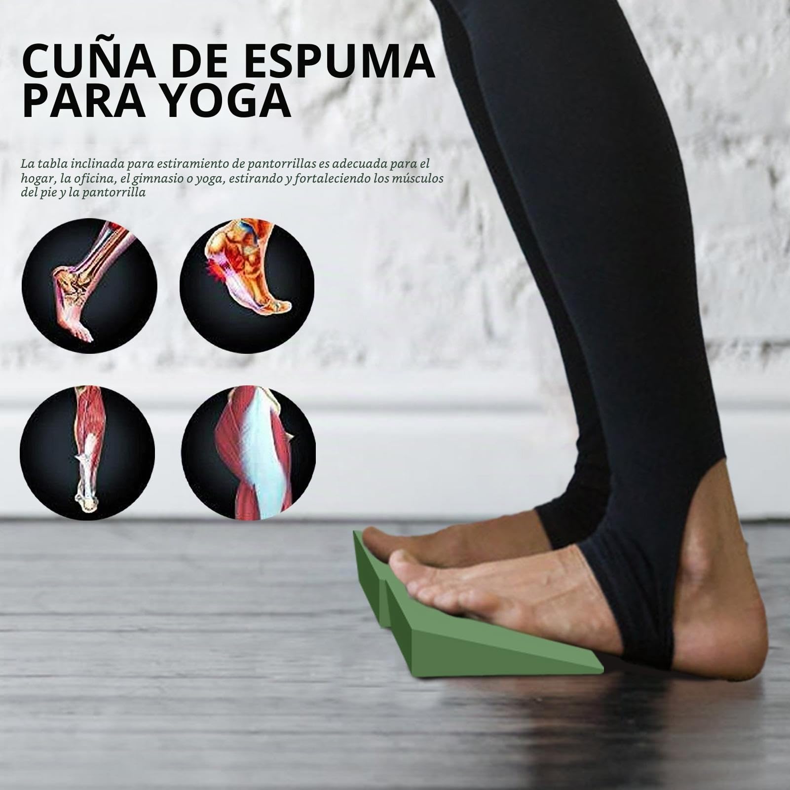 Squat Wedge para sentadillas elevadas con talón | Cuña de yoga antideslizante, ligera y portátil | Bloques duraderos de yoga para entrenamiento en el hogar para fitness, flexiones, levantamiento Cenrf