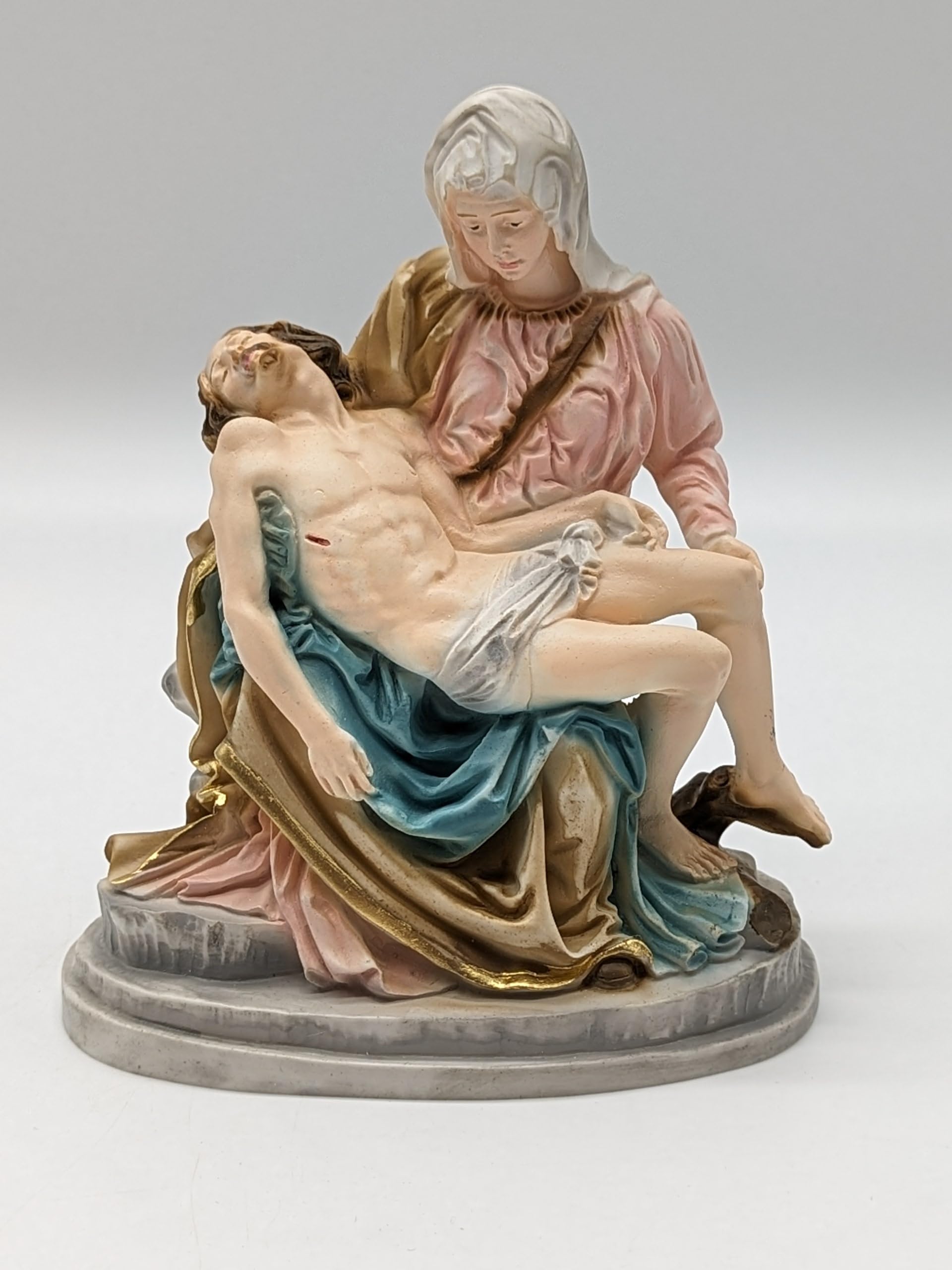 OVUNQUE PROTEGGIMI Estatua de Pieta en Polvo de mármol h 15 cm, Blanco o de Color. 5.90'' Estatua de la Piedad de Miguel Ángel. Jesucristo Virgen María. (de Color)