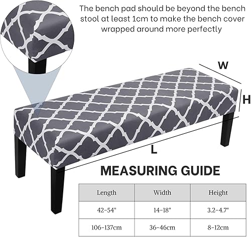 Miniatura 4 de SearchI Funda para banco de comedor, funda elástica y lavable, protector de asiento de banco impreso, fundas rectangulares para comedor, dormitorio,