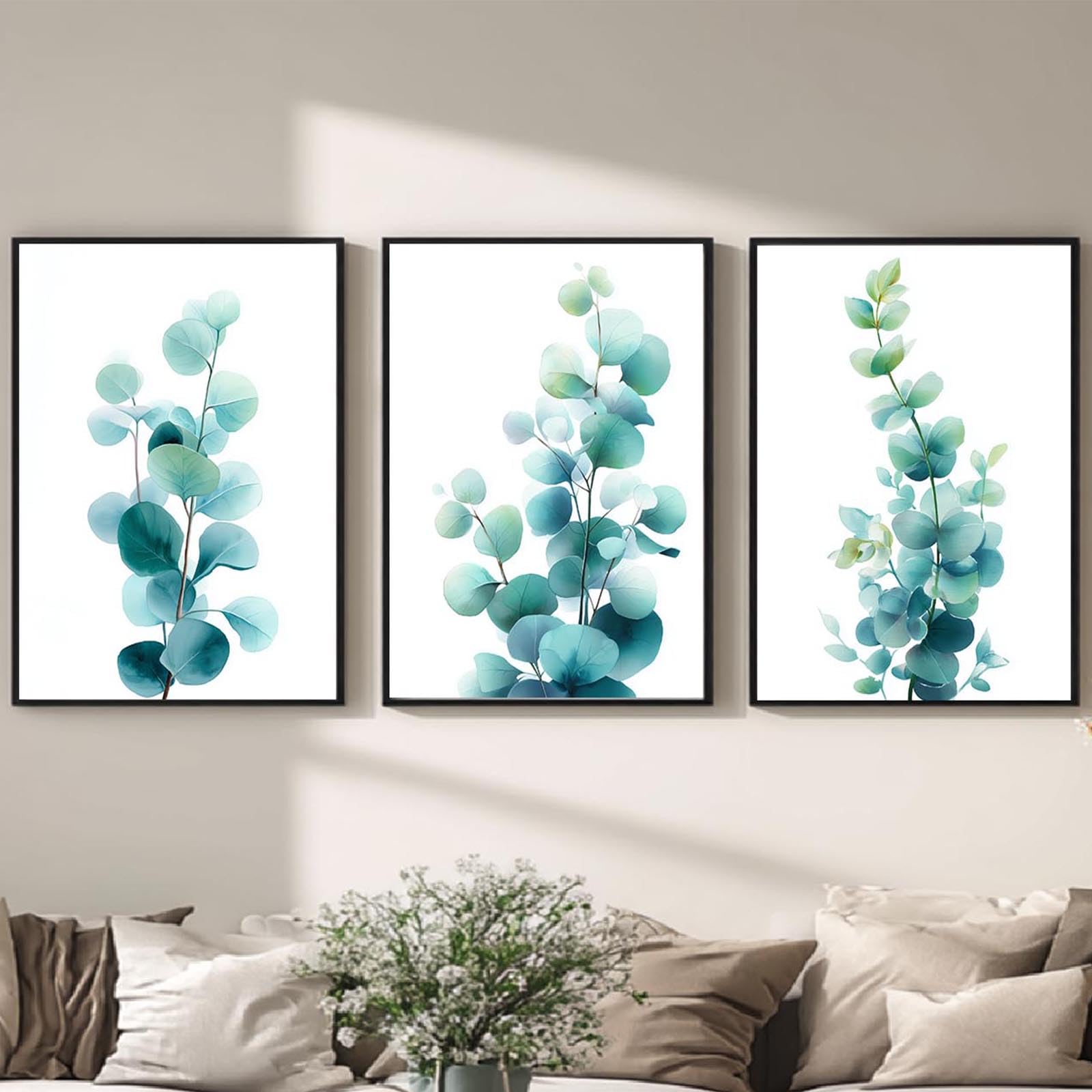 Feuilles eucalyptus decoration murale triptyque sans cadre - 8